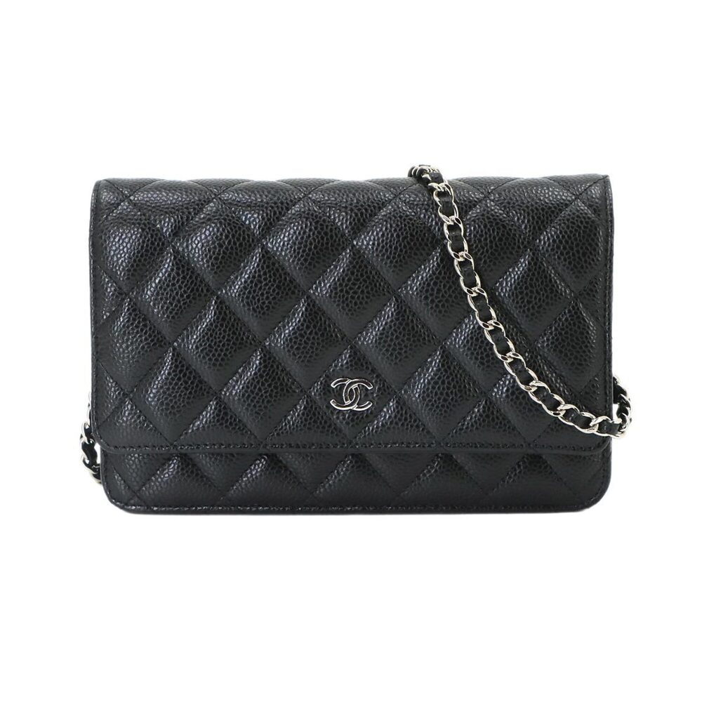 Chanel Matelassé Classic Chain Wallet, Long Caviar Leather, Black, AP0250, Si...